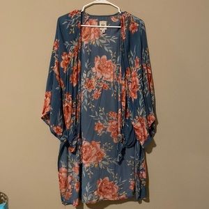 Billabong Blue & Pink Floral Kimono